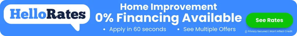 Financing available banner for custom window shutters and shades on modern home